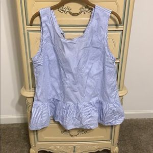 JCREW striped peplum sleeveless blouse